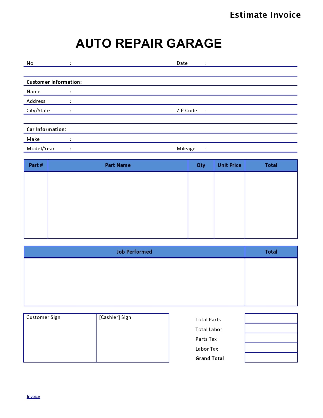 Invoice Book Free Auto Repair amp Mechanic Invoice Templates Money 