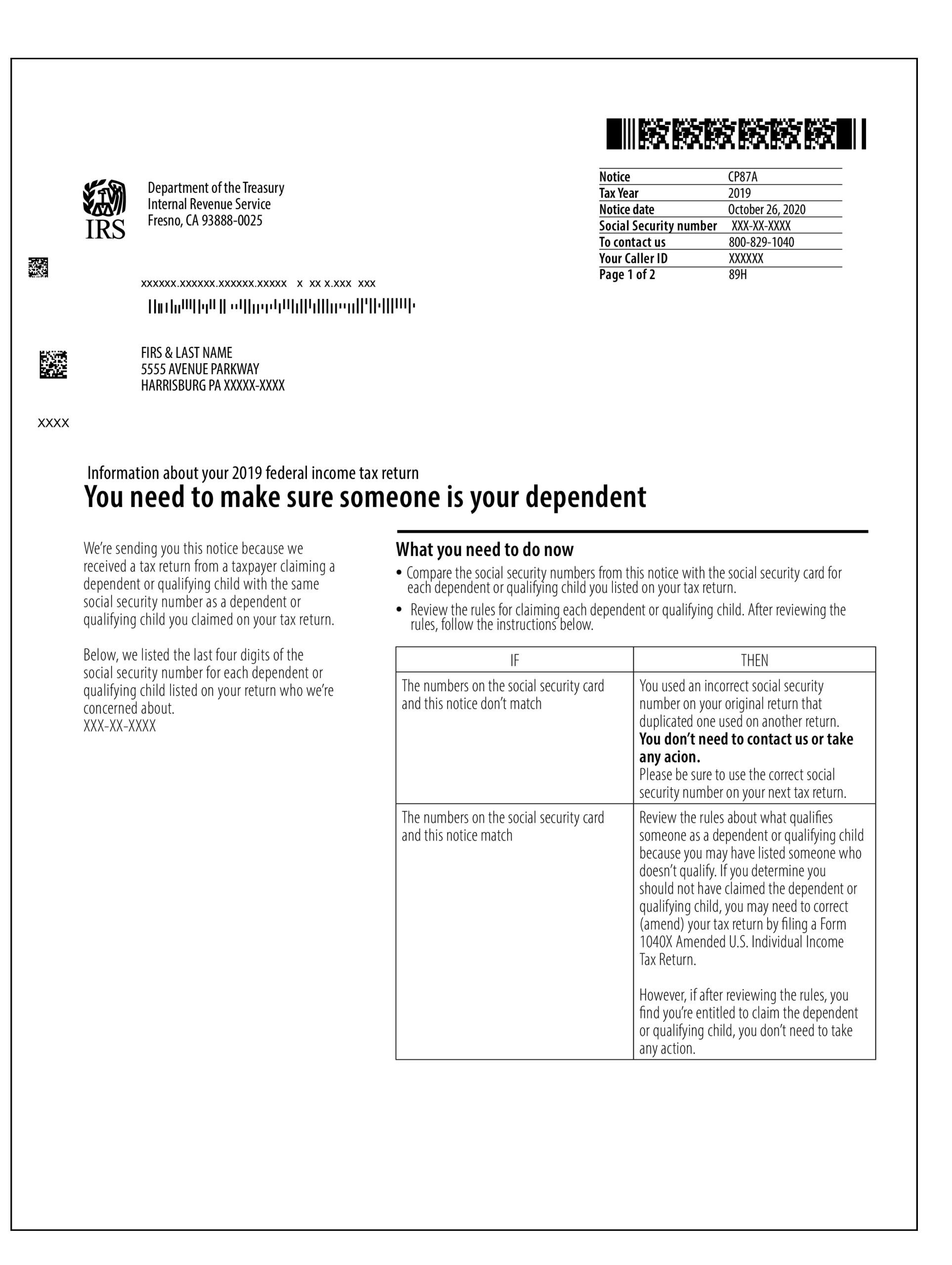 IRS CP87A You Need To Make Sure Someone Is Your Dependent