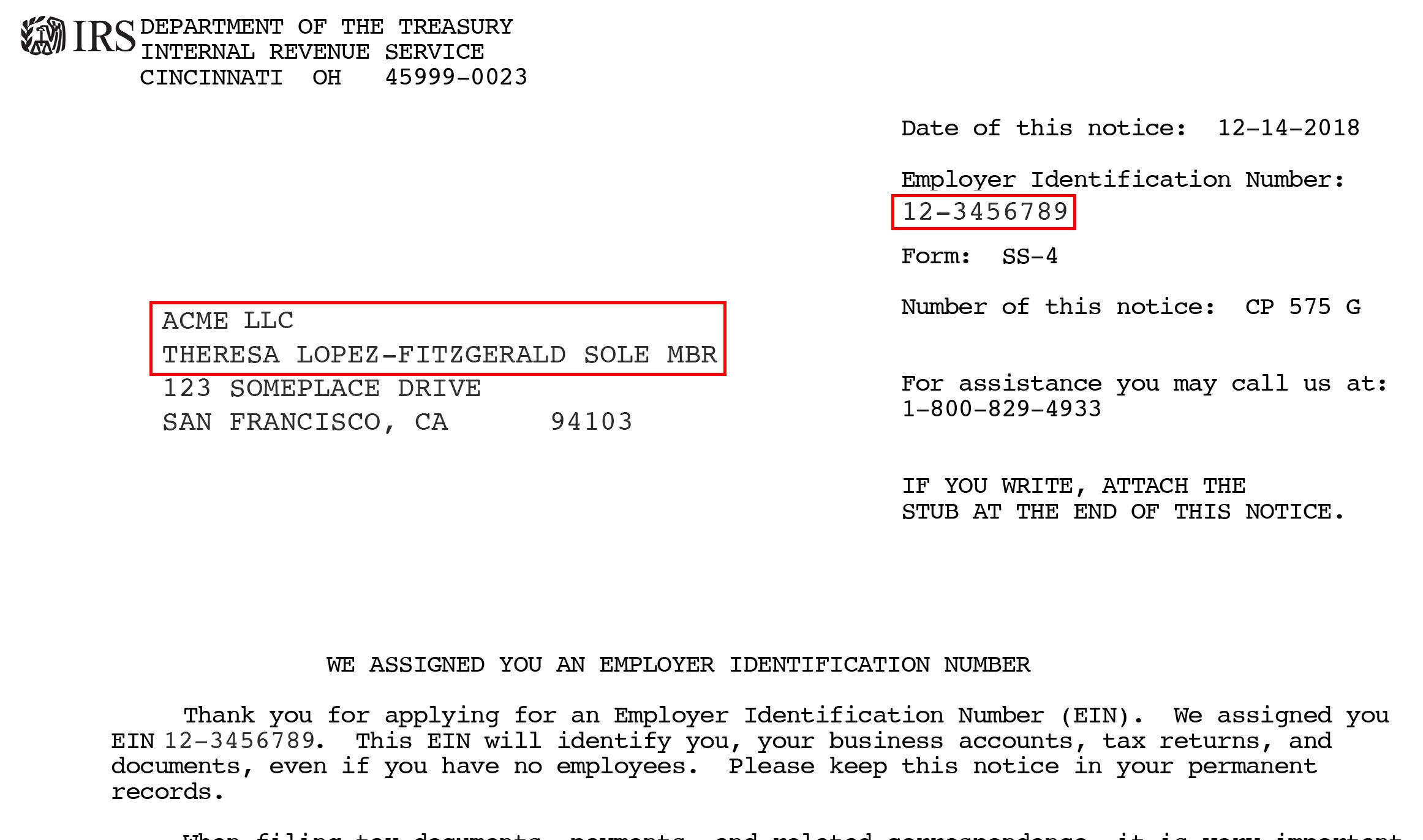 irs documentation must match business name and tax id number tin