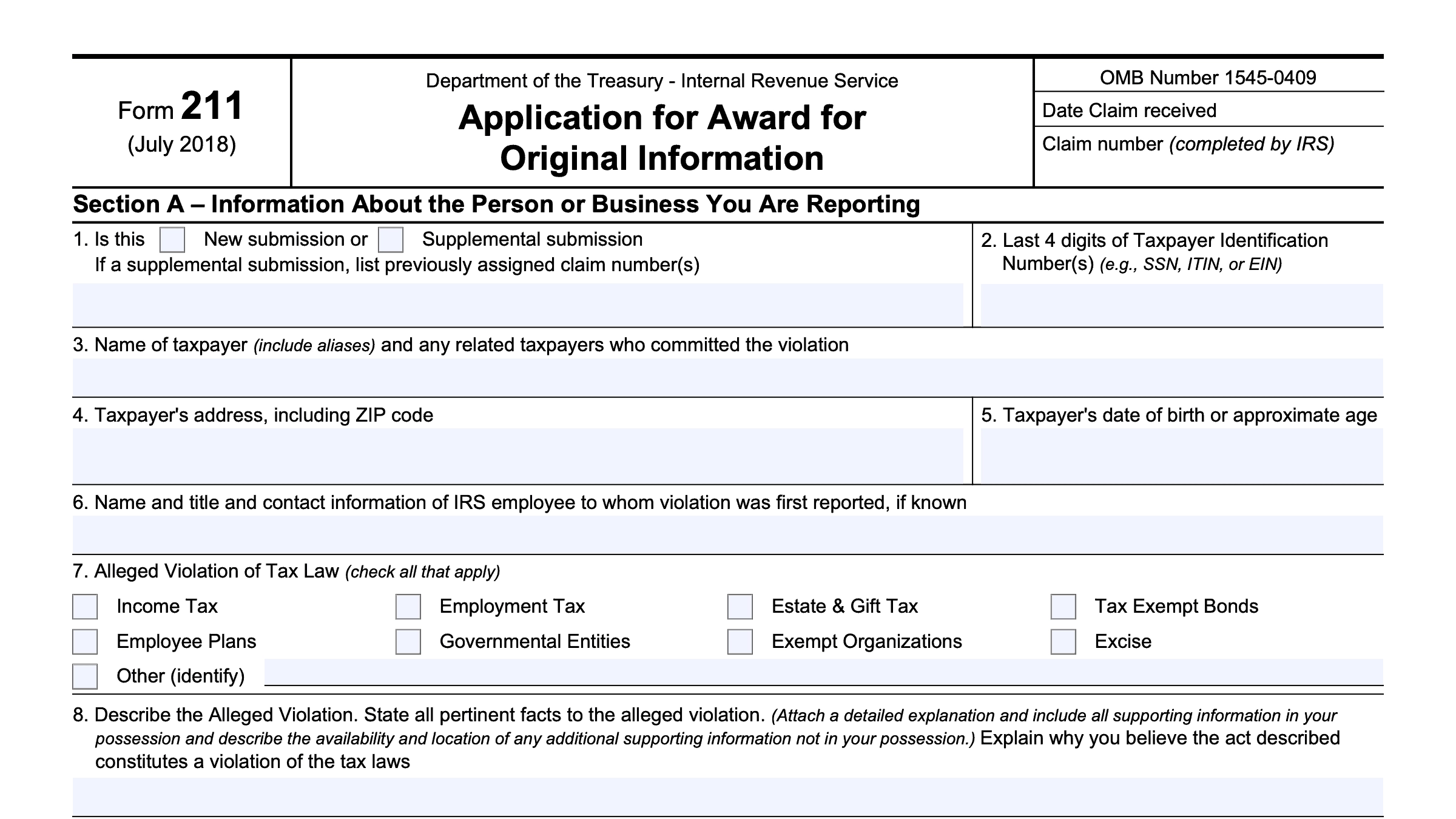 irs form 211 instructions