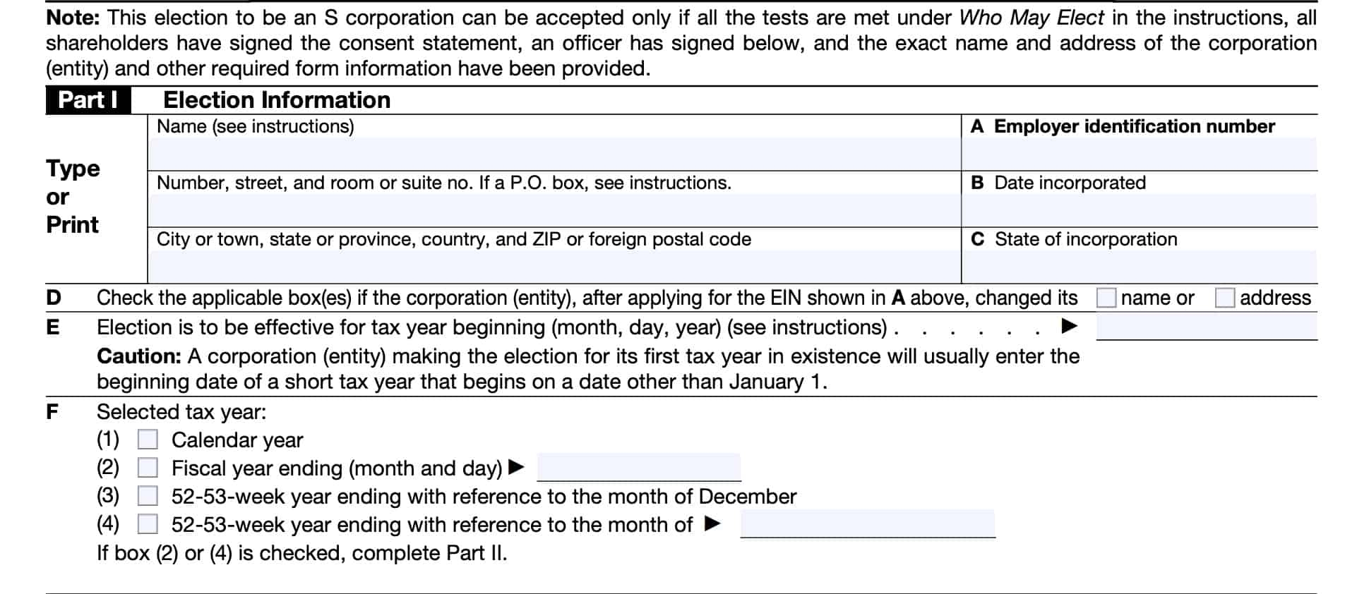 Mailing Address For Form 2553 For Irs