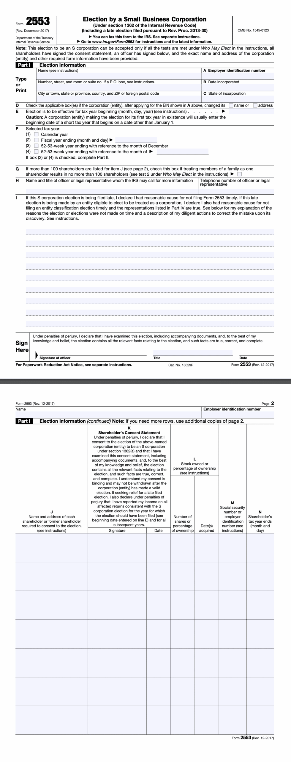 IRS Form 2553 Instructions For Filing Financial Cents