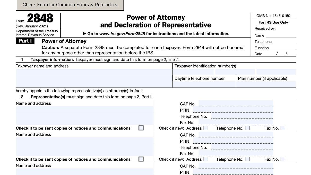 Irs Form 2848 Instructions
