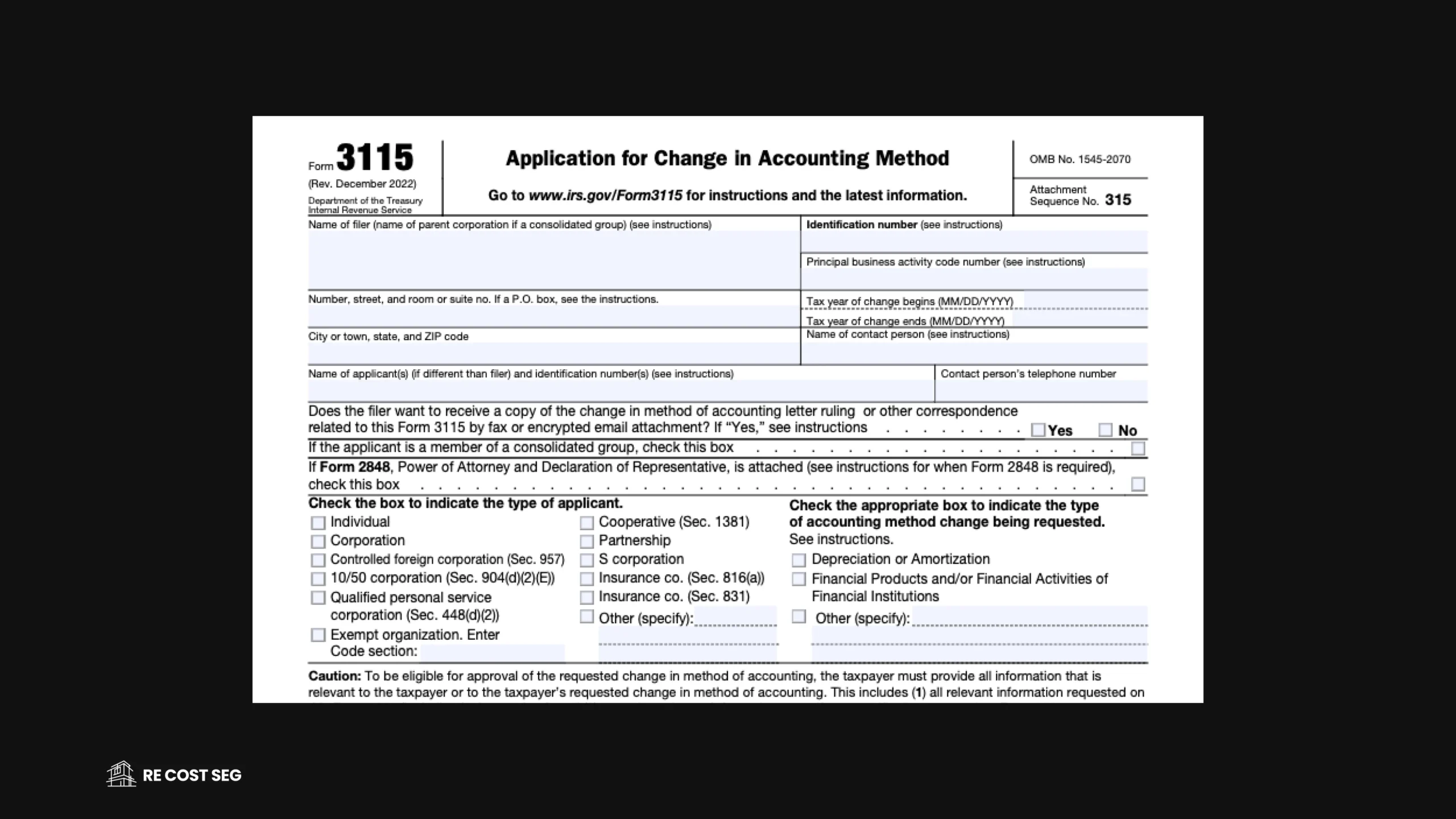 IRS Form 3115 What Real Estate Investors Need To Know R E Cost Seg