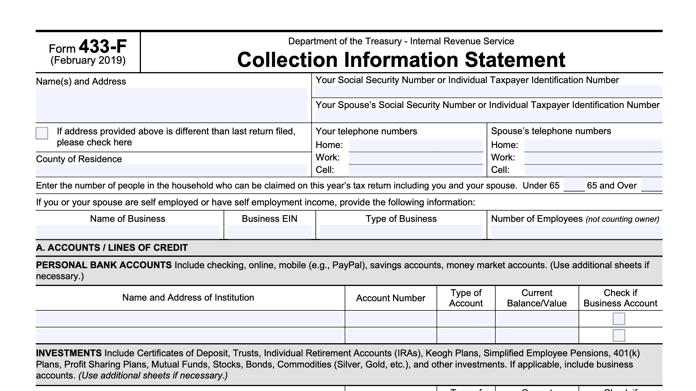 Irs Form 433-D English