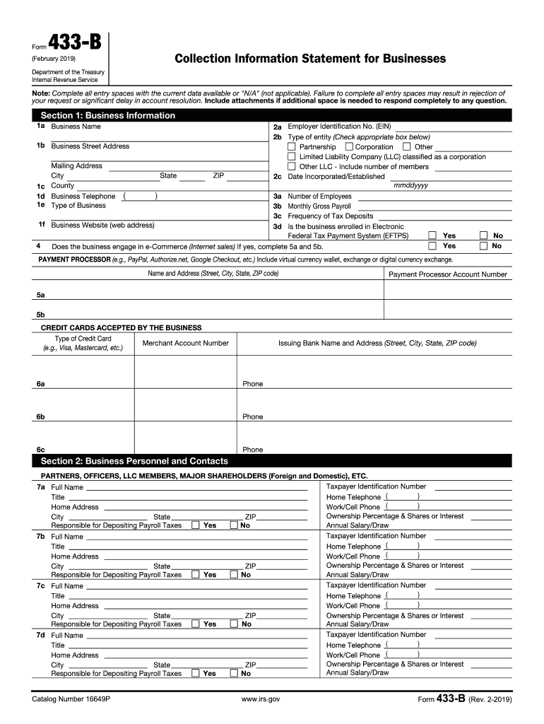 Irs Form 433 F Pdf Fill Out amp Sign Online DocHub