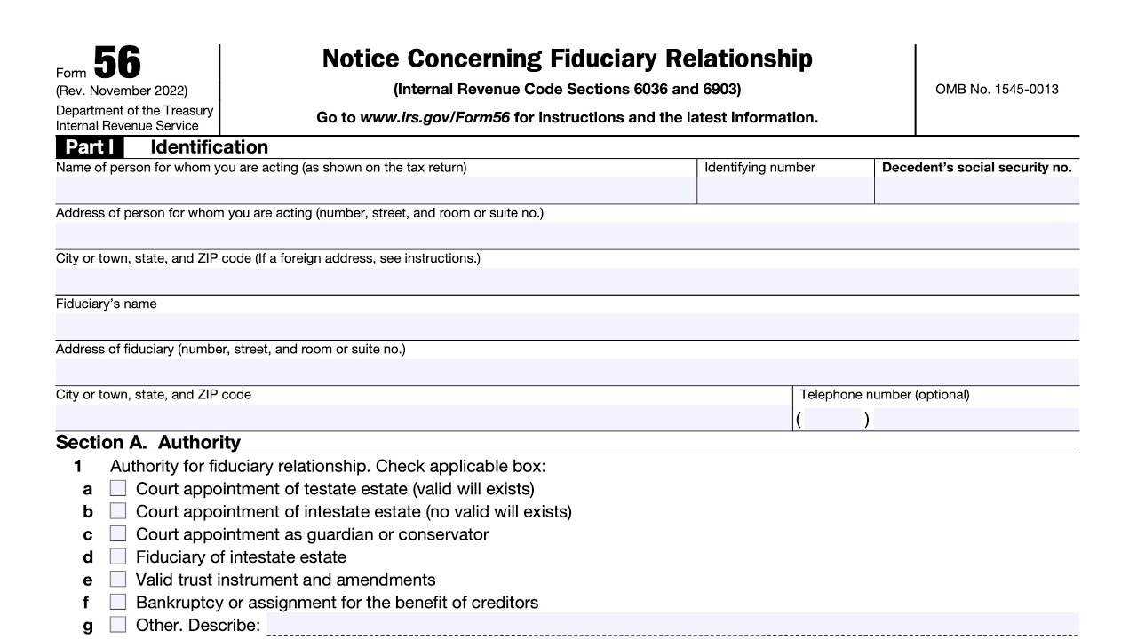 Irs Form 56 Pdf Fillable