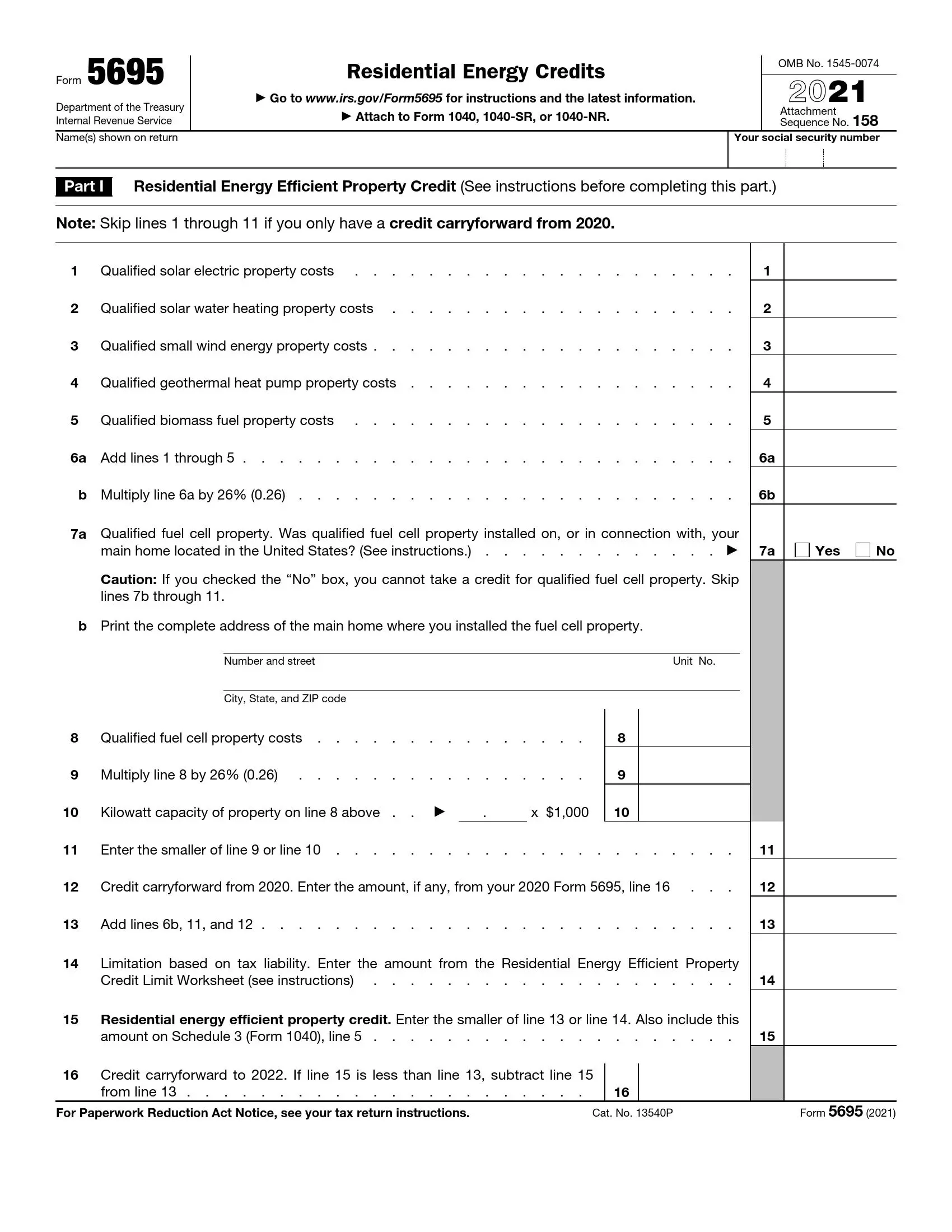 IRS Form 5695 Fill Out Printable PDF Forms Online