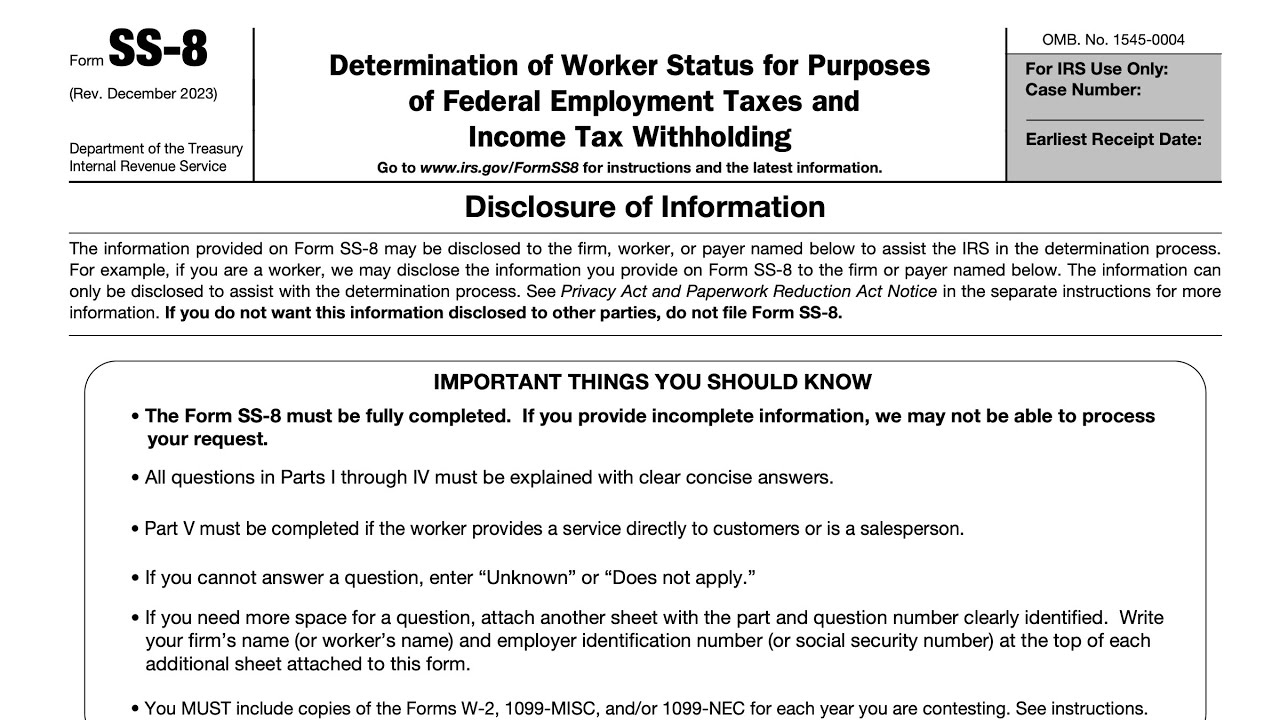 Irs Form Ss-8