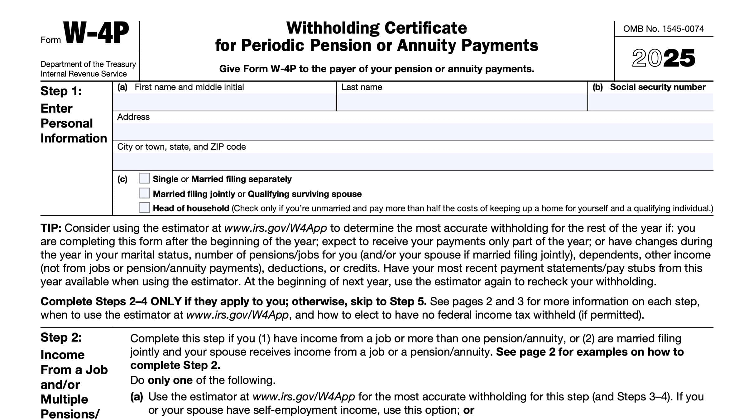 Irs Form W-4v Pdf