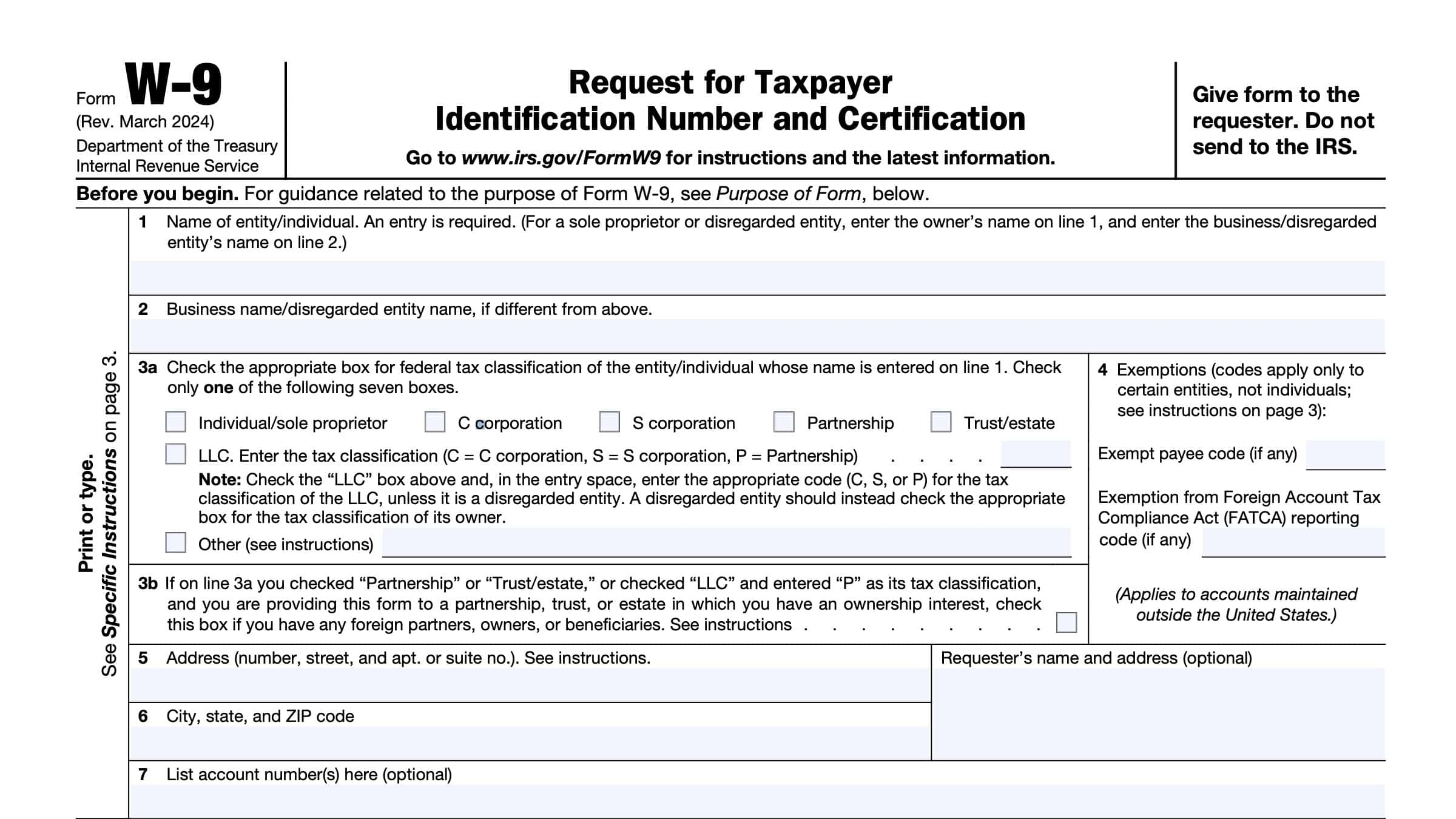 W9 Forms Us Government Website