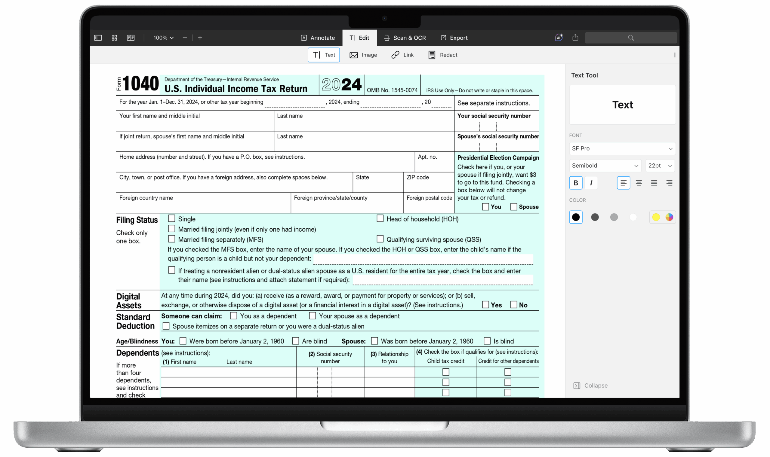 Irs Form 1040 Form For 2025