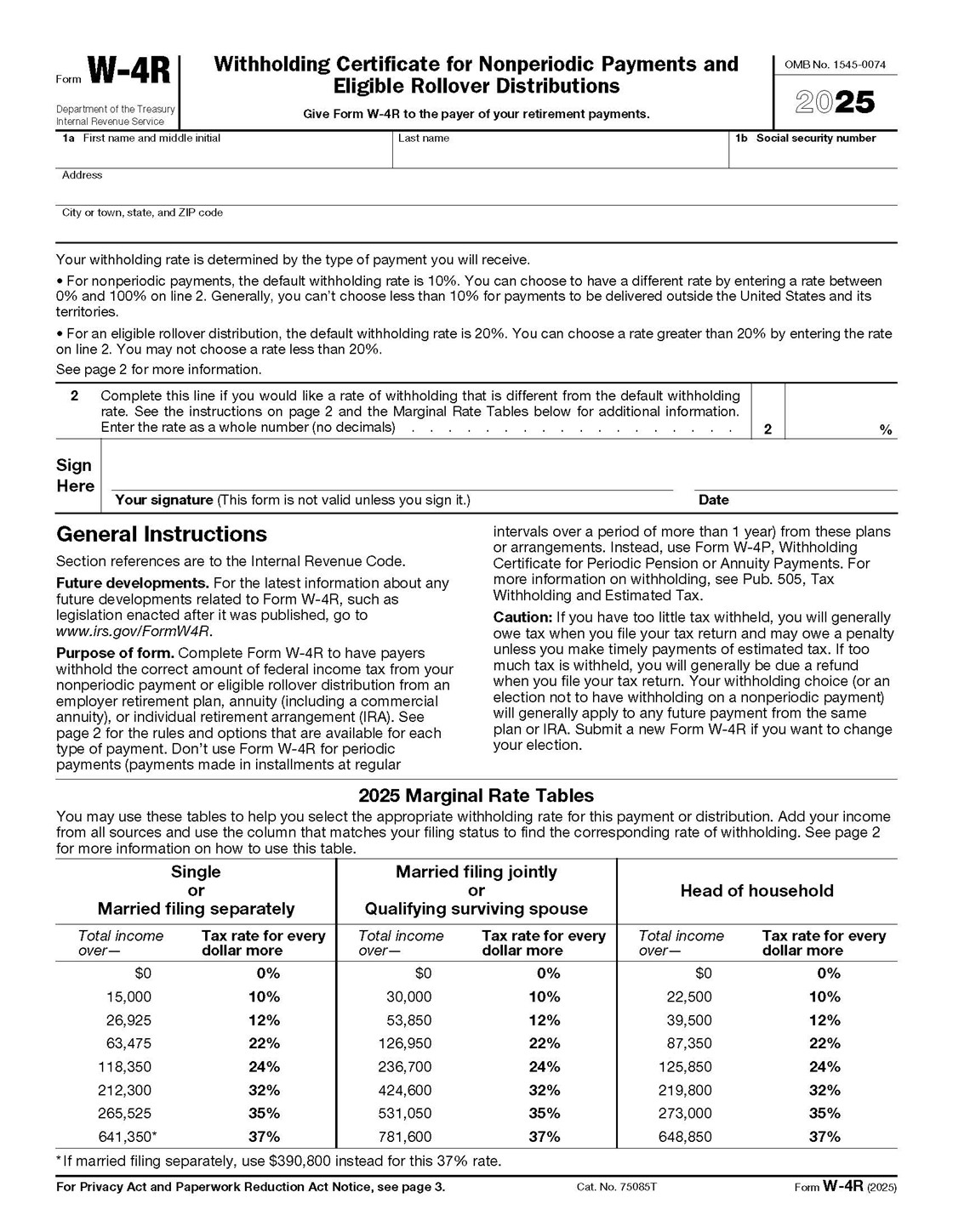 W4 2025 Form Spanish