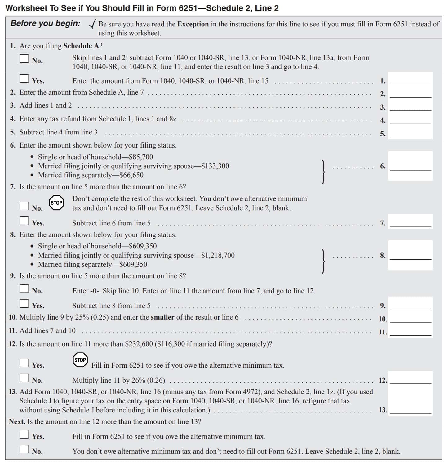 IRS Schedule 2 Instructions Additional Taxes