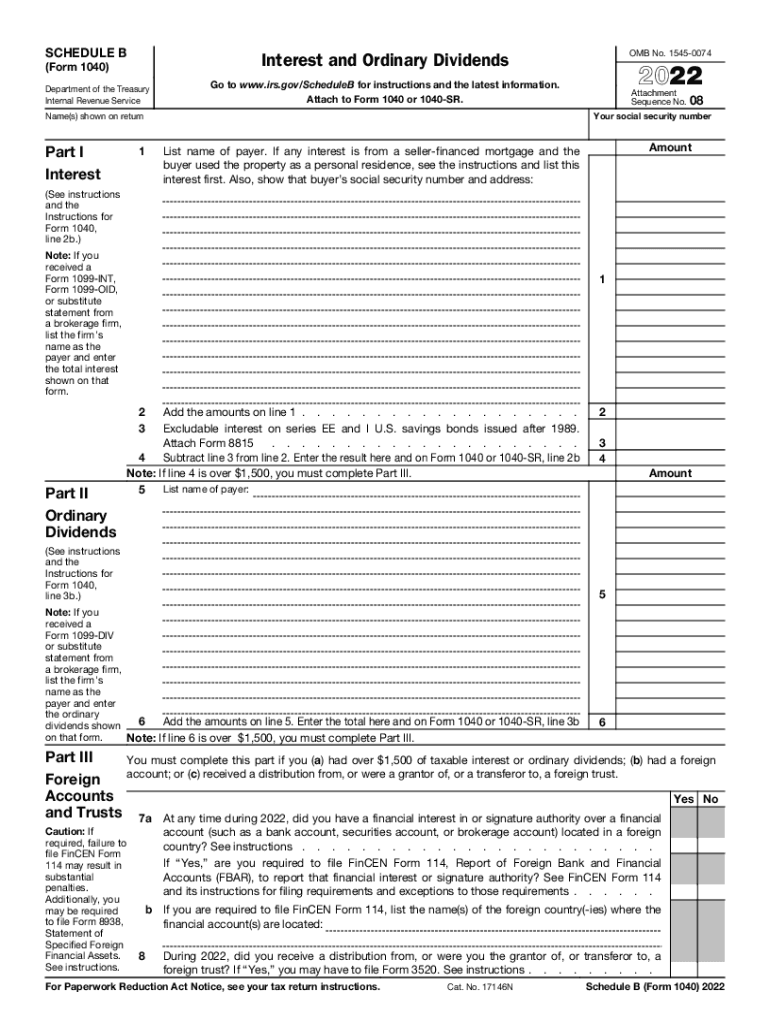 Irs Schedule B 2022 Fill Out amp Sign Online DocHub