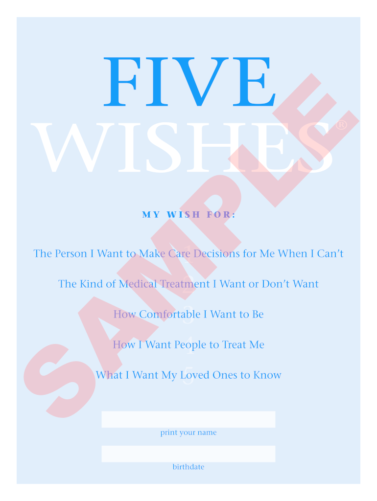 Is The Five Wishes Document Case They Become Seriously Ill Fill 