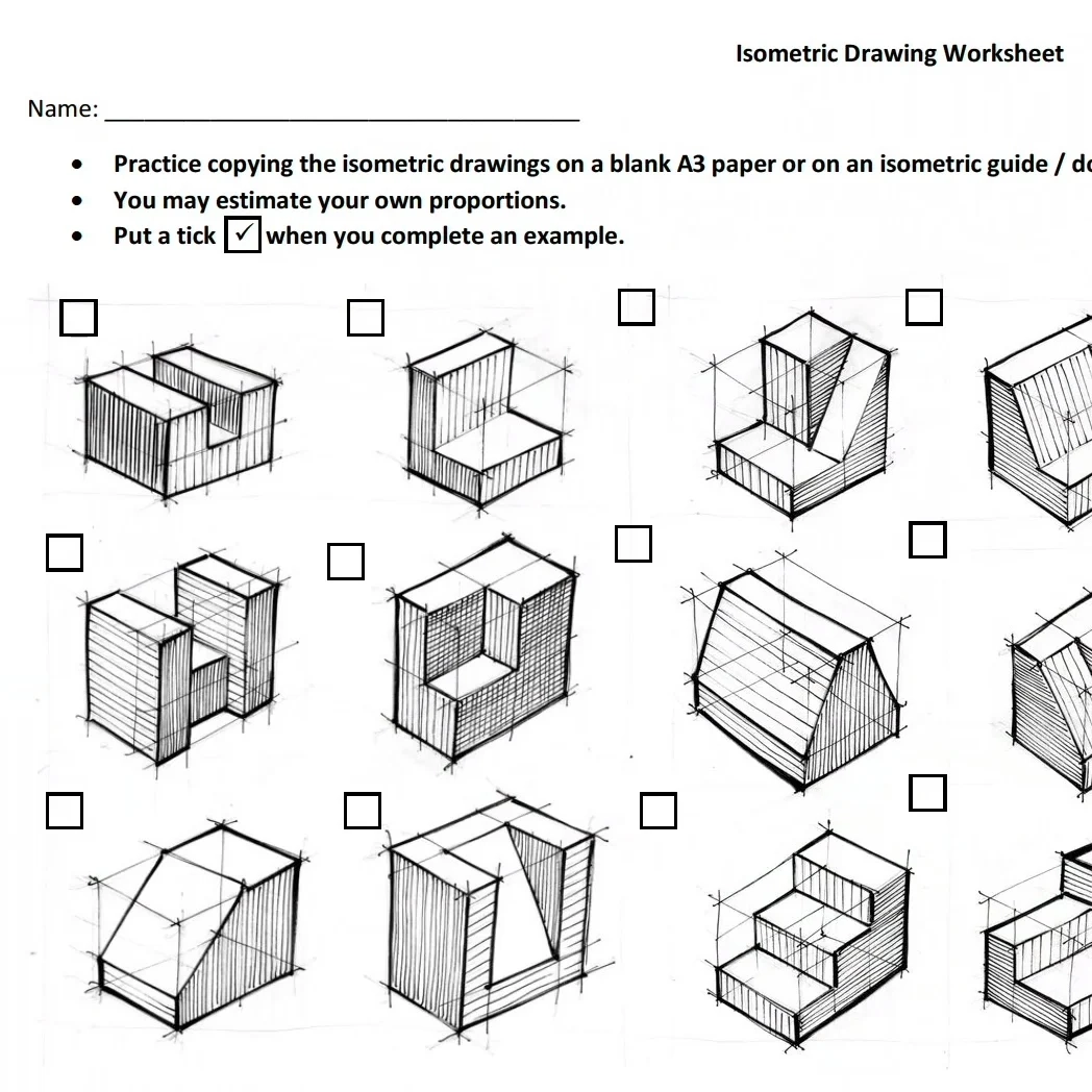 Isometric Basics Drawing Worksheet