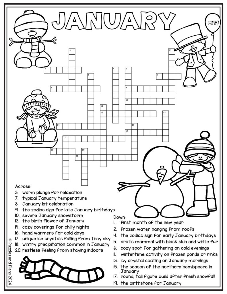 Free Printable Crossword Puzzles For January
