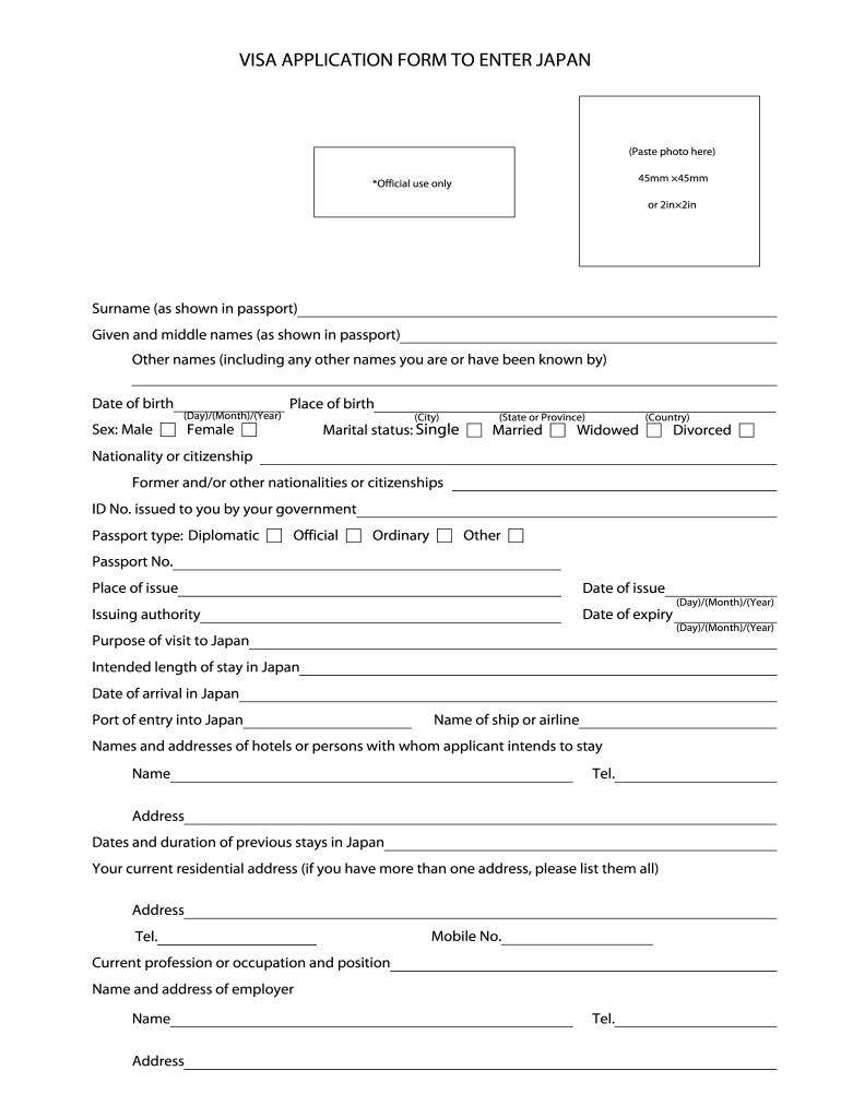Japan Visa Application Form 2024 Fill Out amp Sign Online DocHub