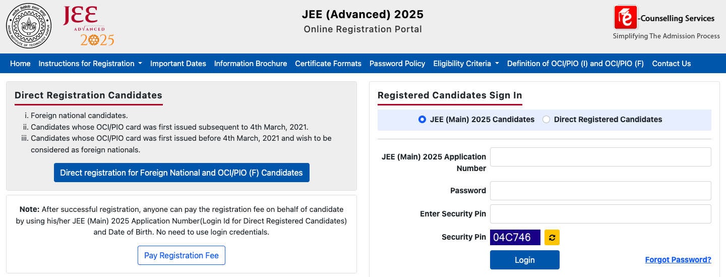Jee Application Form 2025 Fee