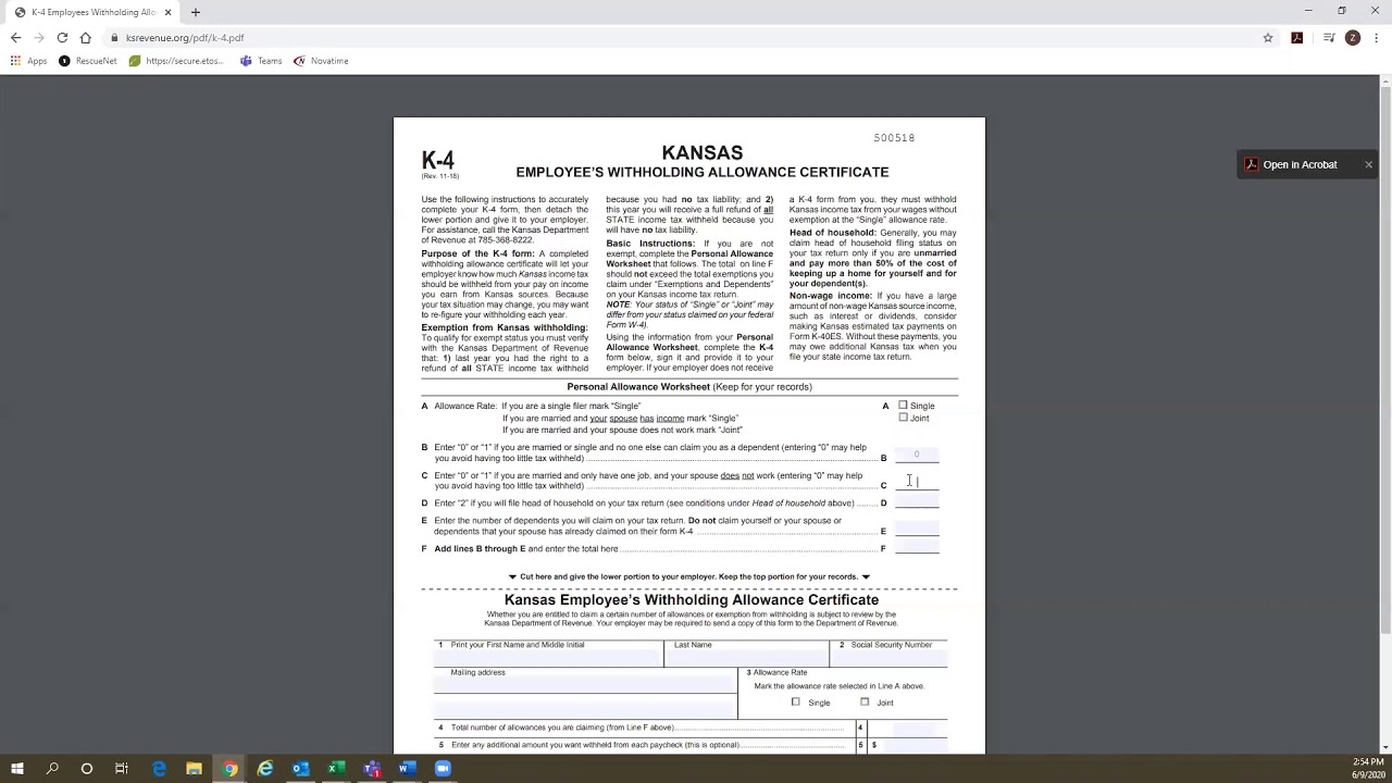 K4 Form 2024 Kansas