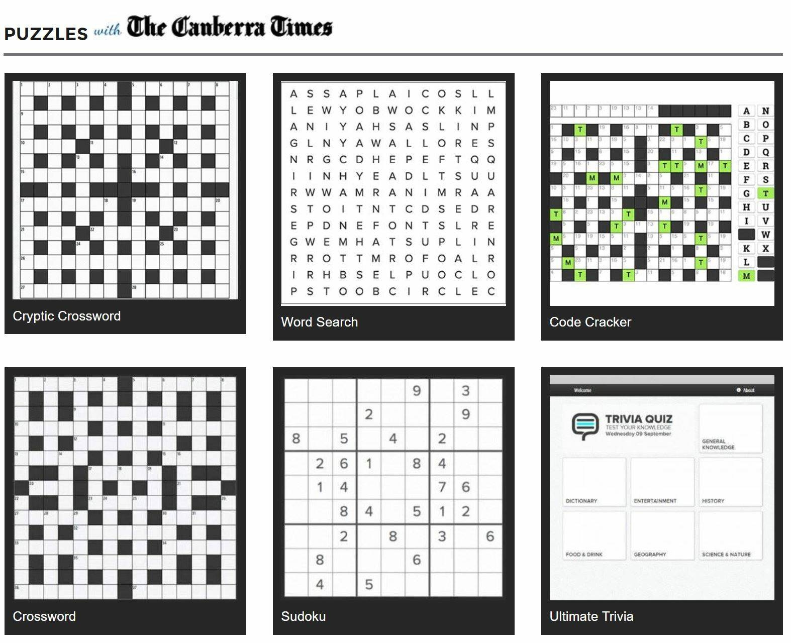 Onlinecrosswords.Net Printable Trivia Puzzles