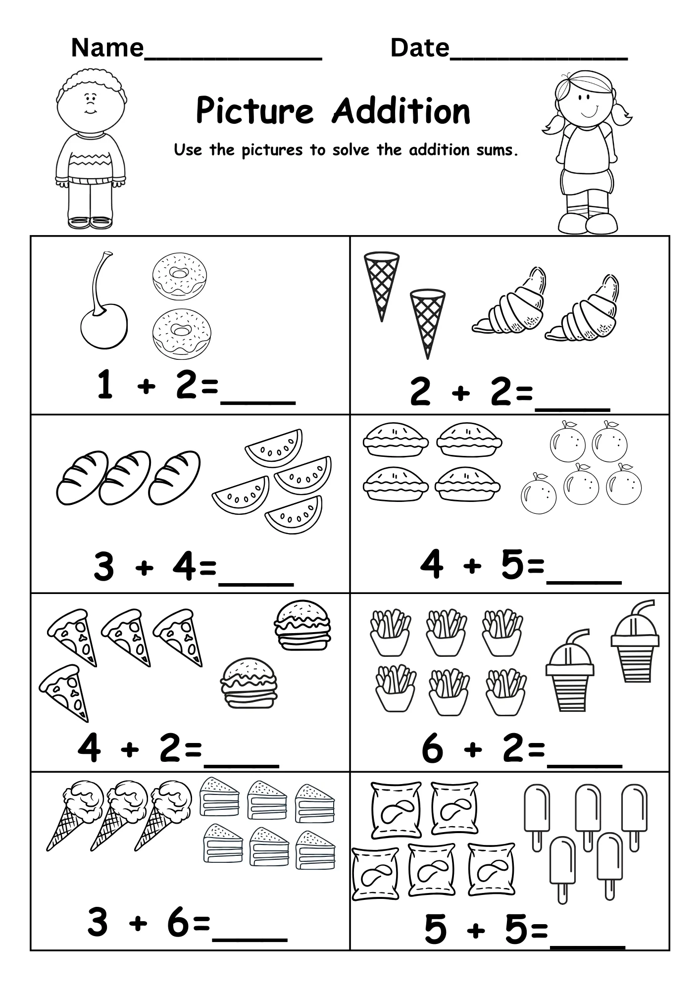 Free Printable Addition Worksheets For Kinder