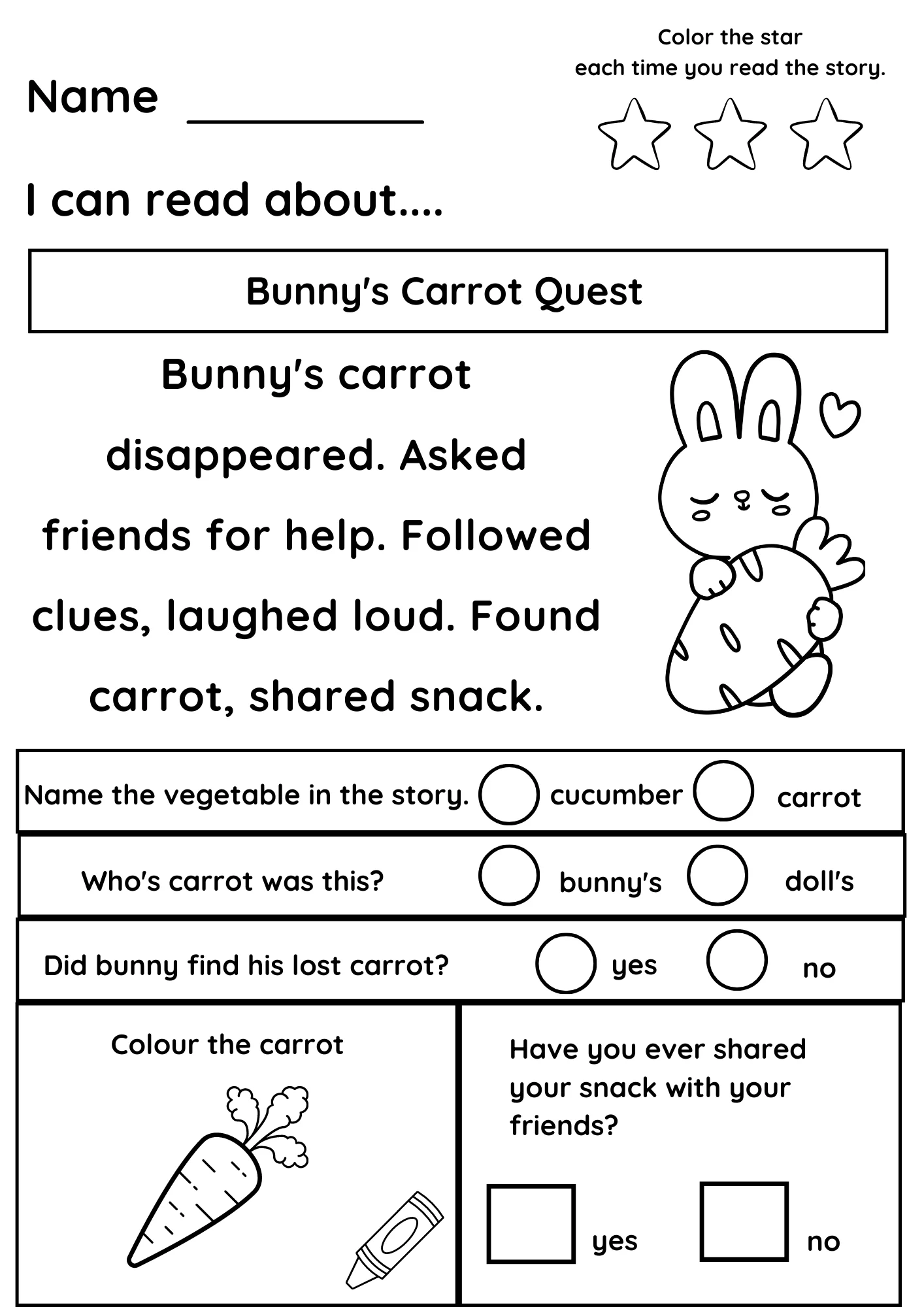 Printable Preschool Worksheets Reading