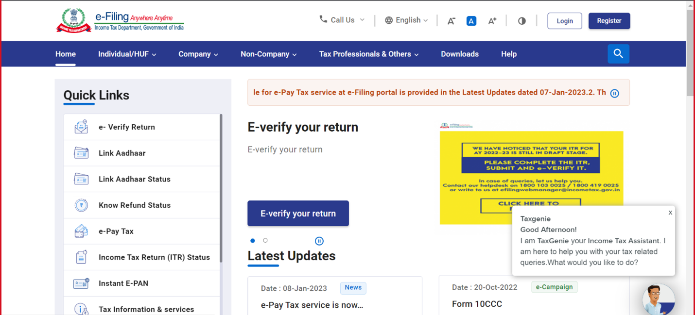 Know Your ITR Status User Manual Income Tax Department