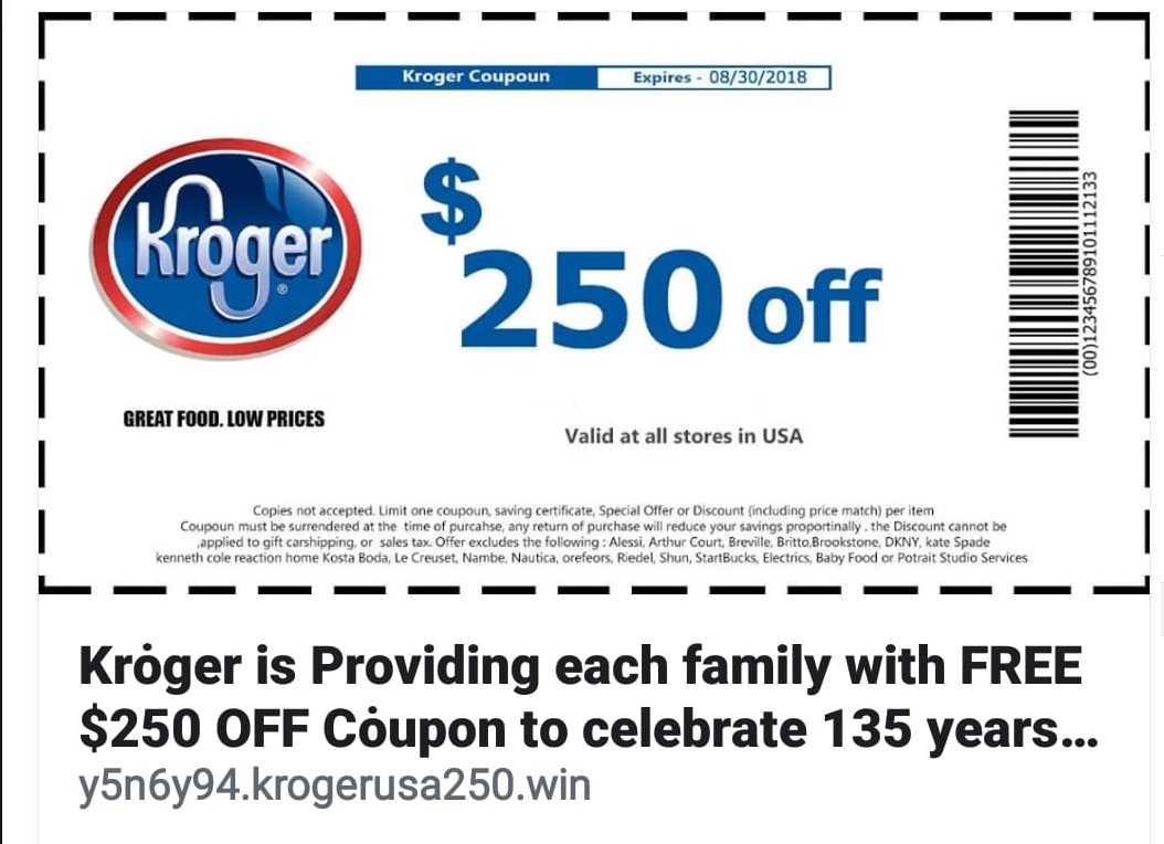 Kroger Warns Of Fake Coupon
