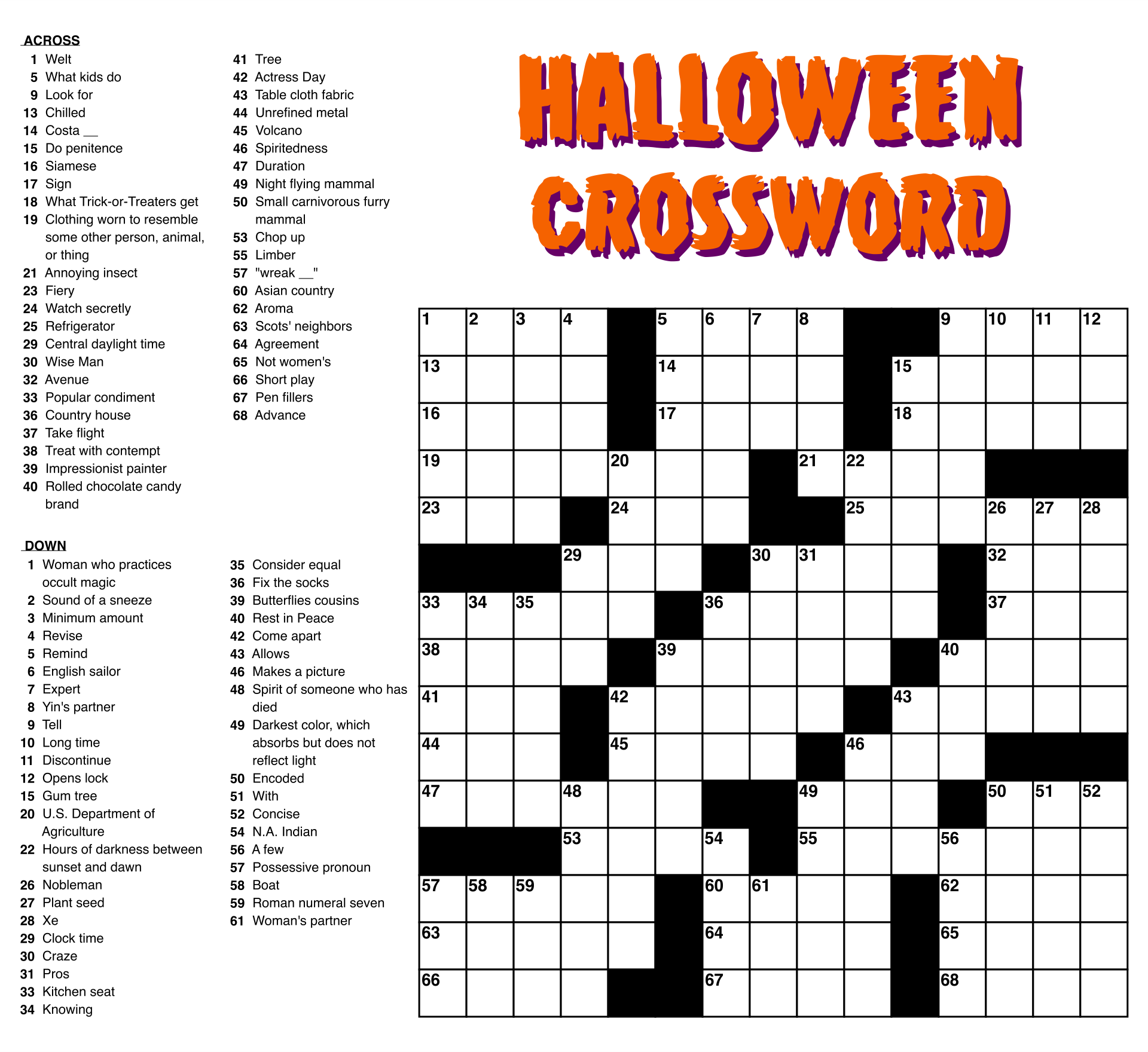 Free Printable Crossword Puzzles Pdf