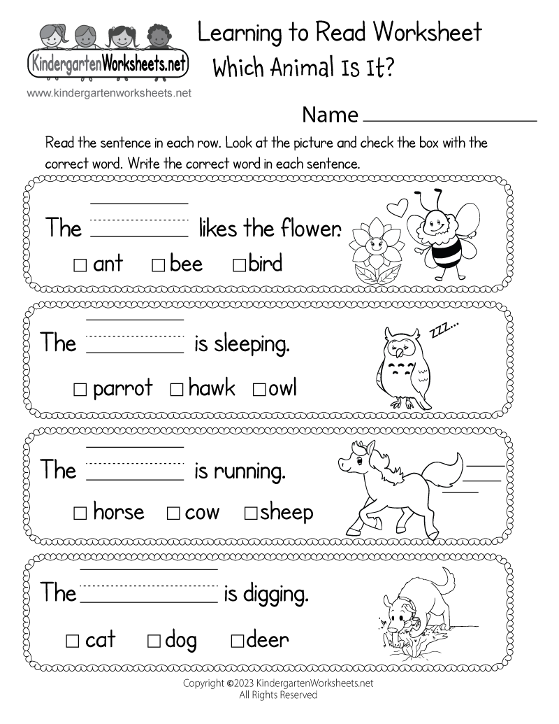 Learning To Read Worksheet Free Printable Digital amp PDF