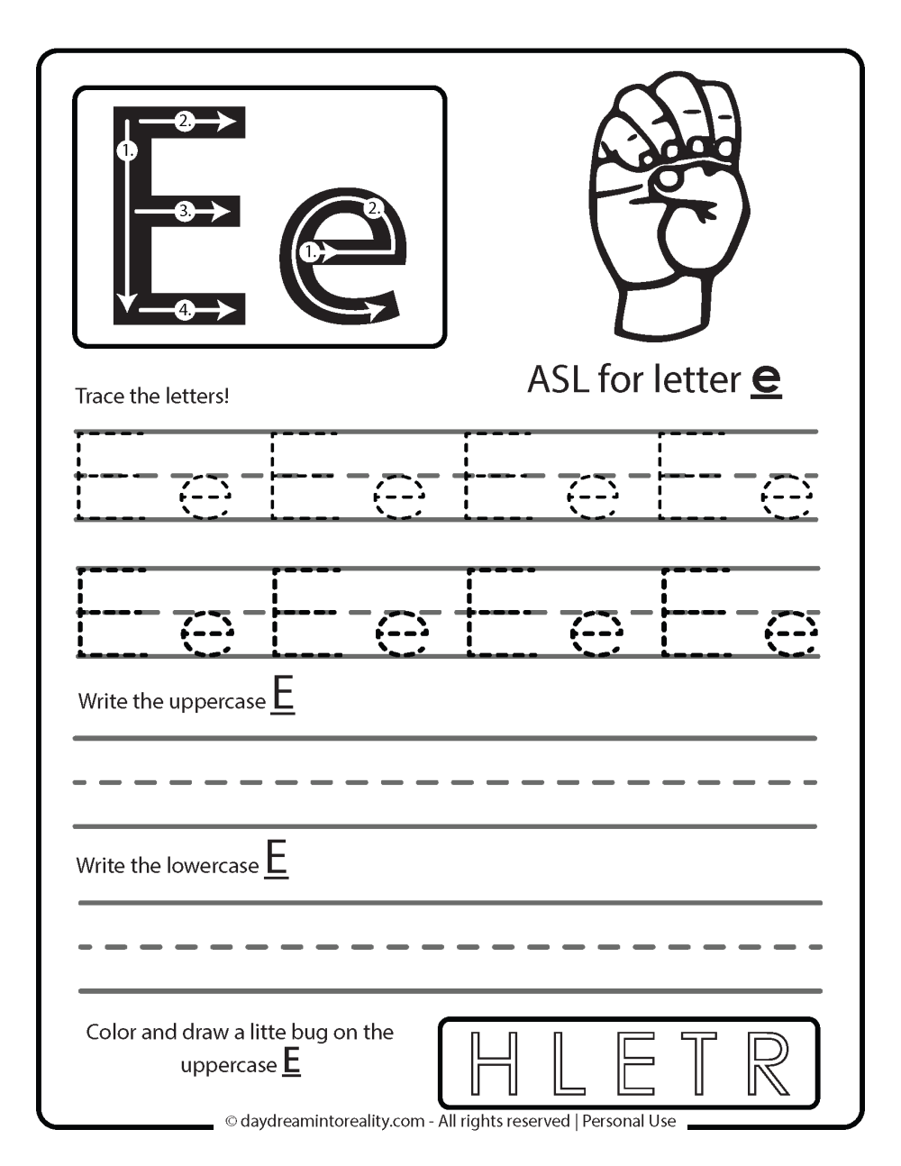 Letter E Worksheets Pdf Free Printables