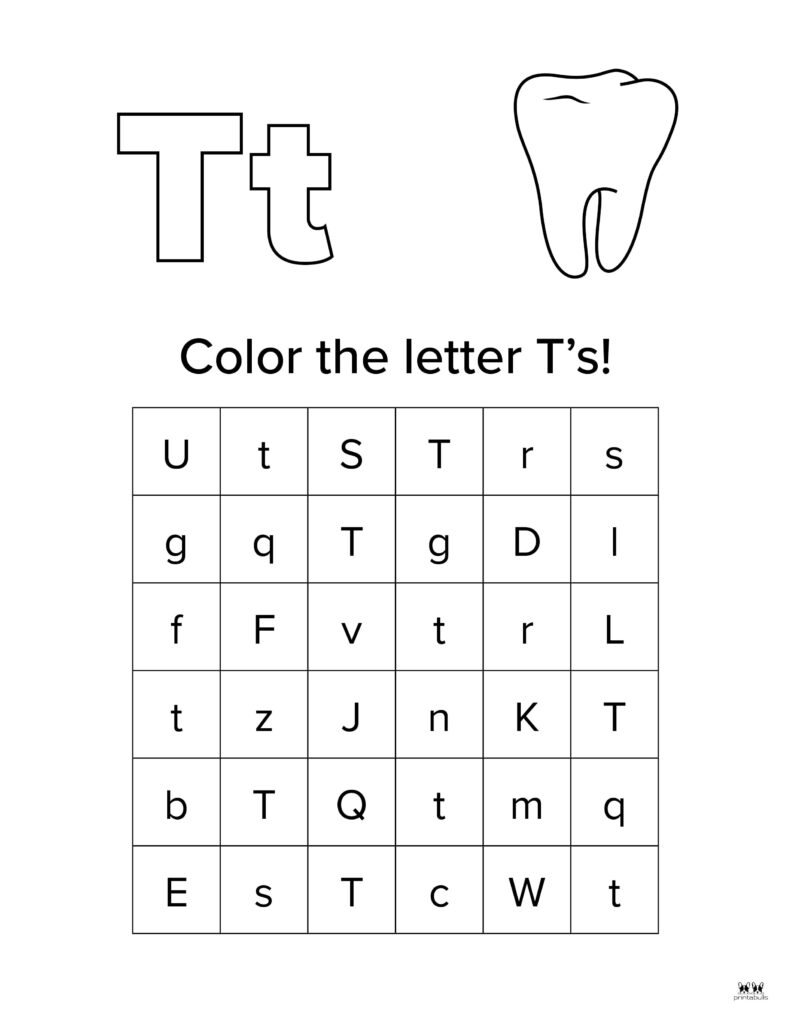 Free Printable Worksheets Letter T