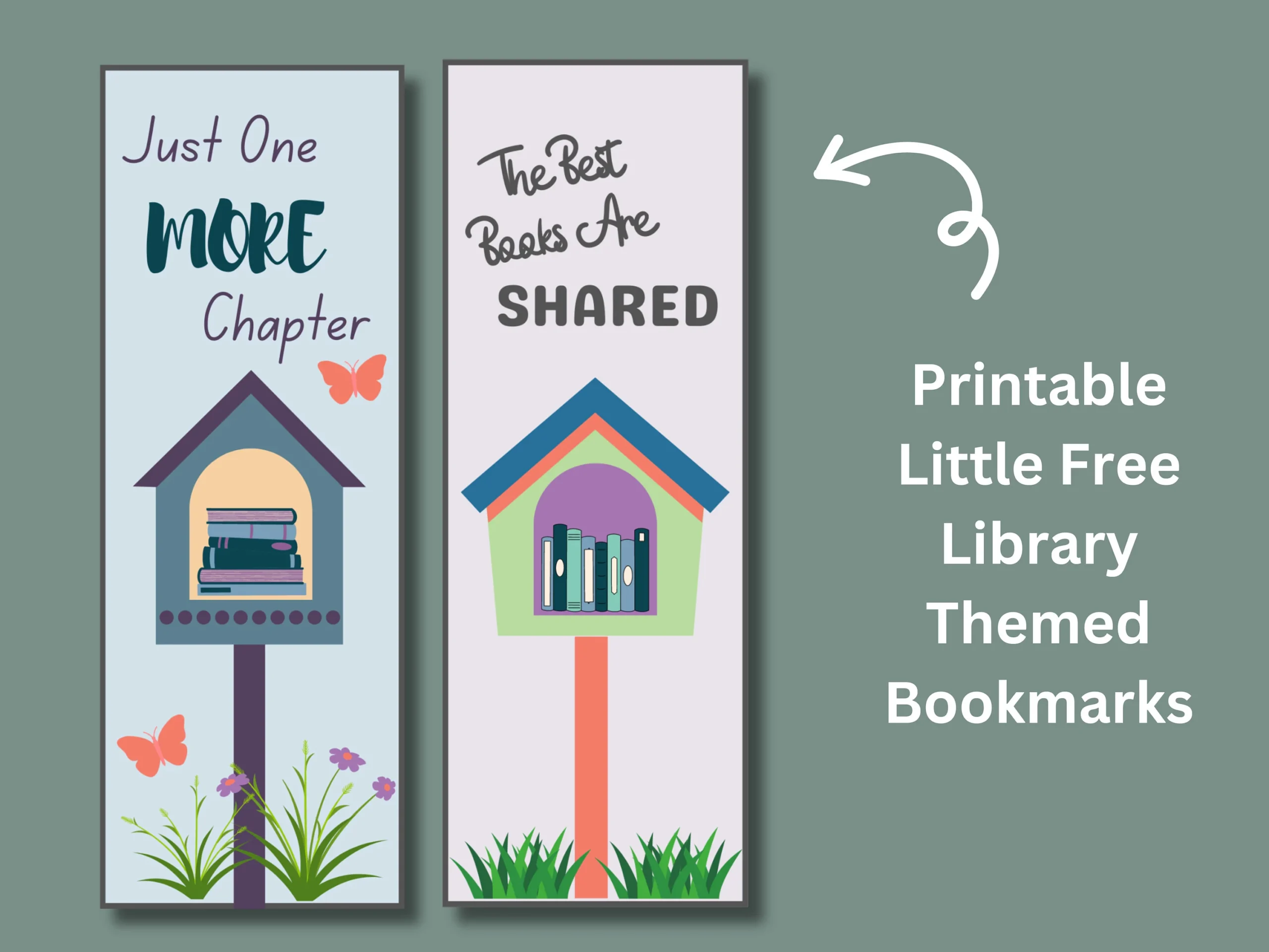 Little Free Library Printable Bookmarks Instant Download Etsy