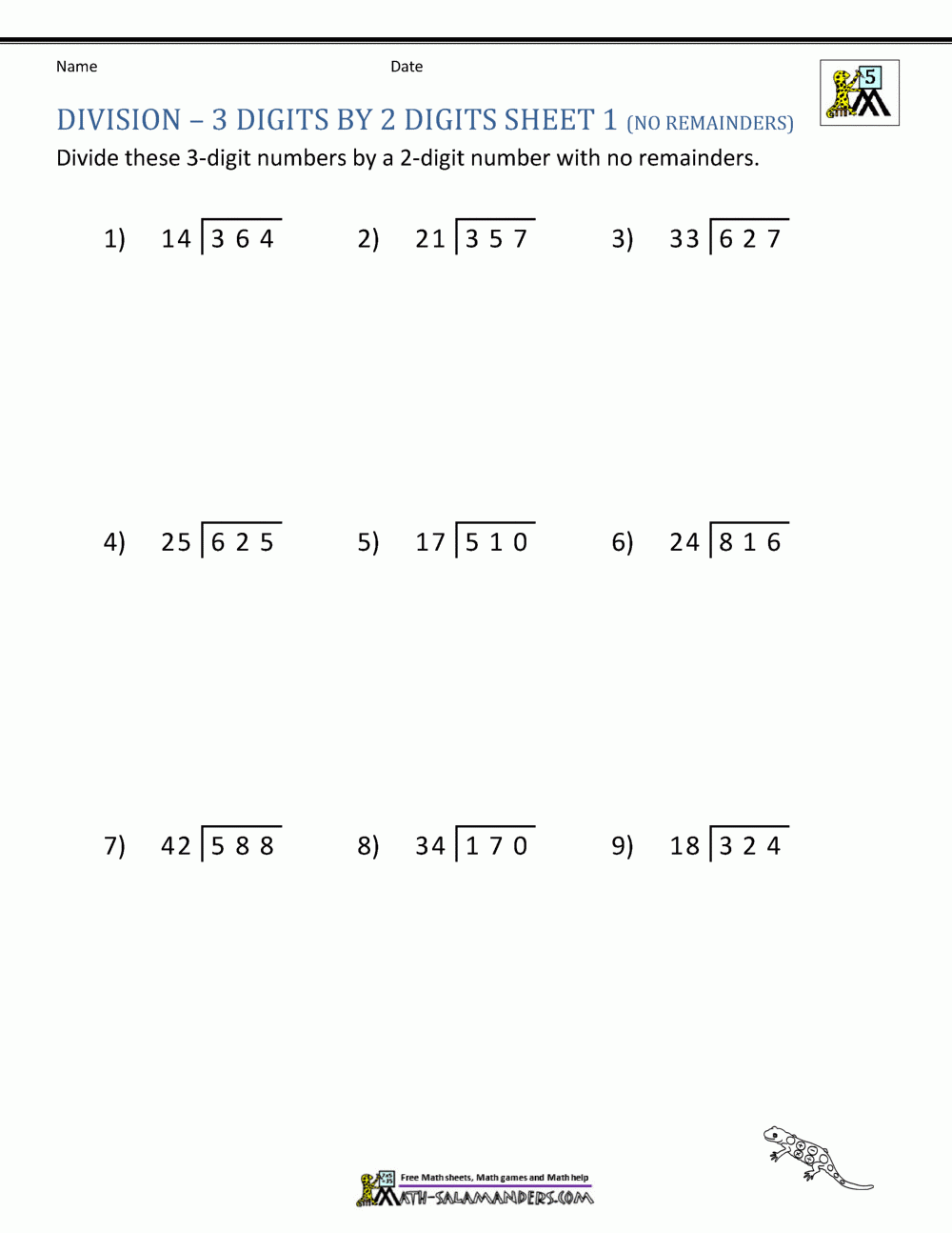 Printable Long Division Worksheets Pdf