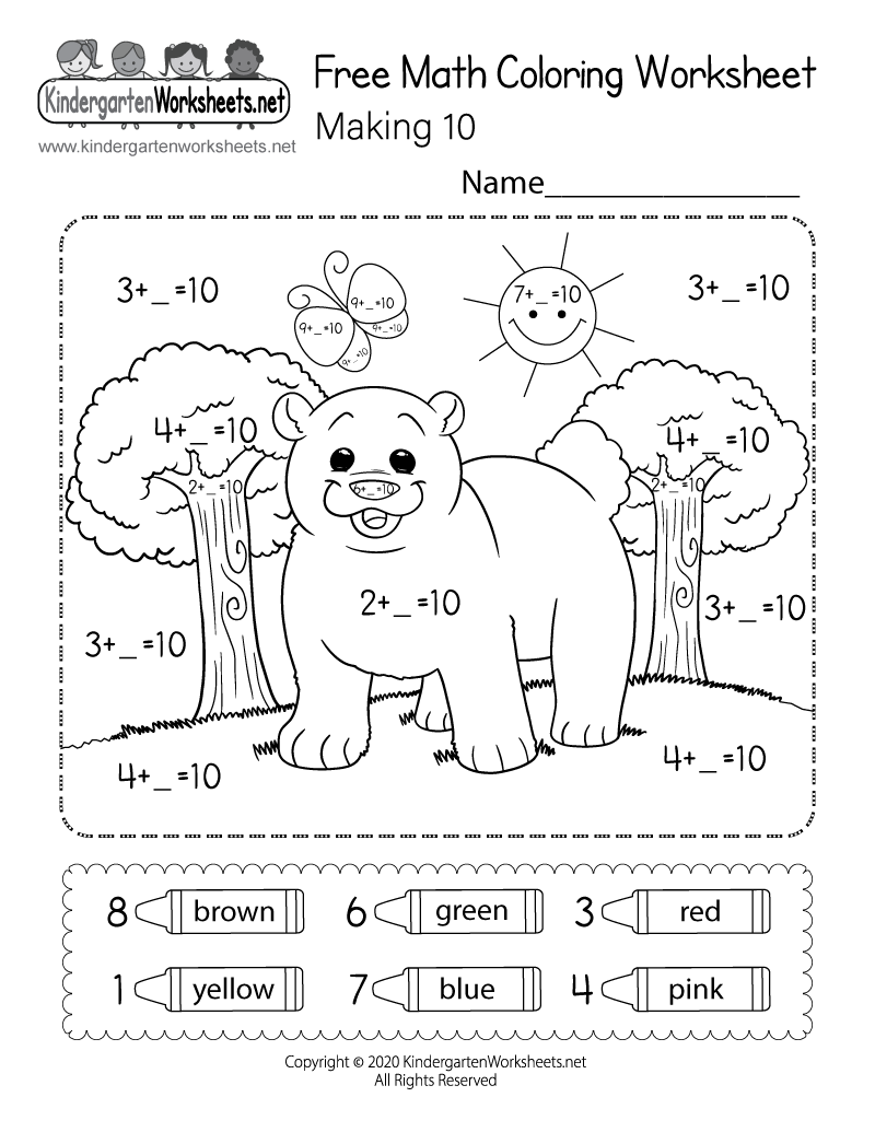 Free Printable Fall Math Coloring Worksheets