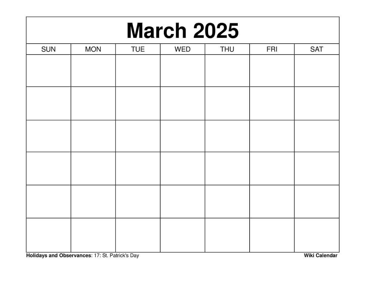 2025 Blank Monthly Calendars Printable