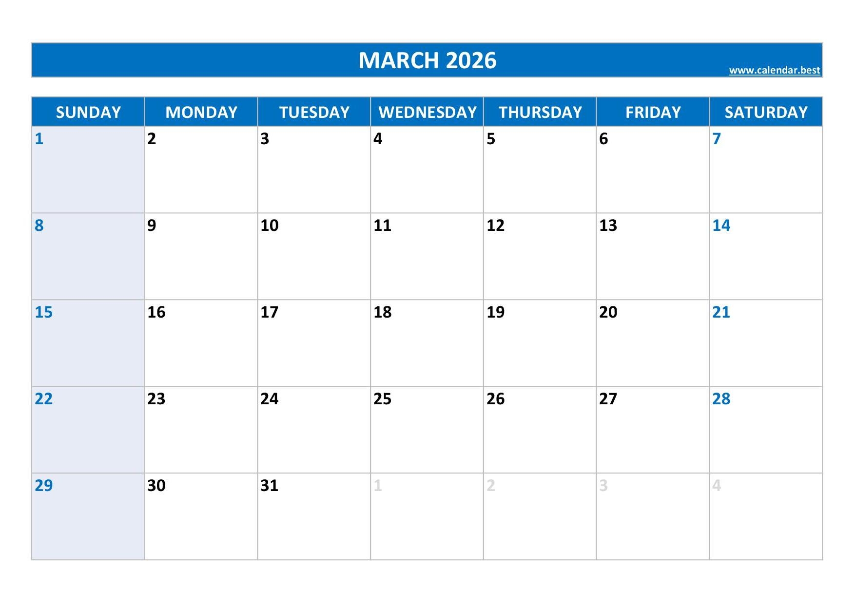 March 2026 Calendar With Holidays Usa