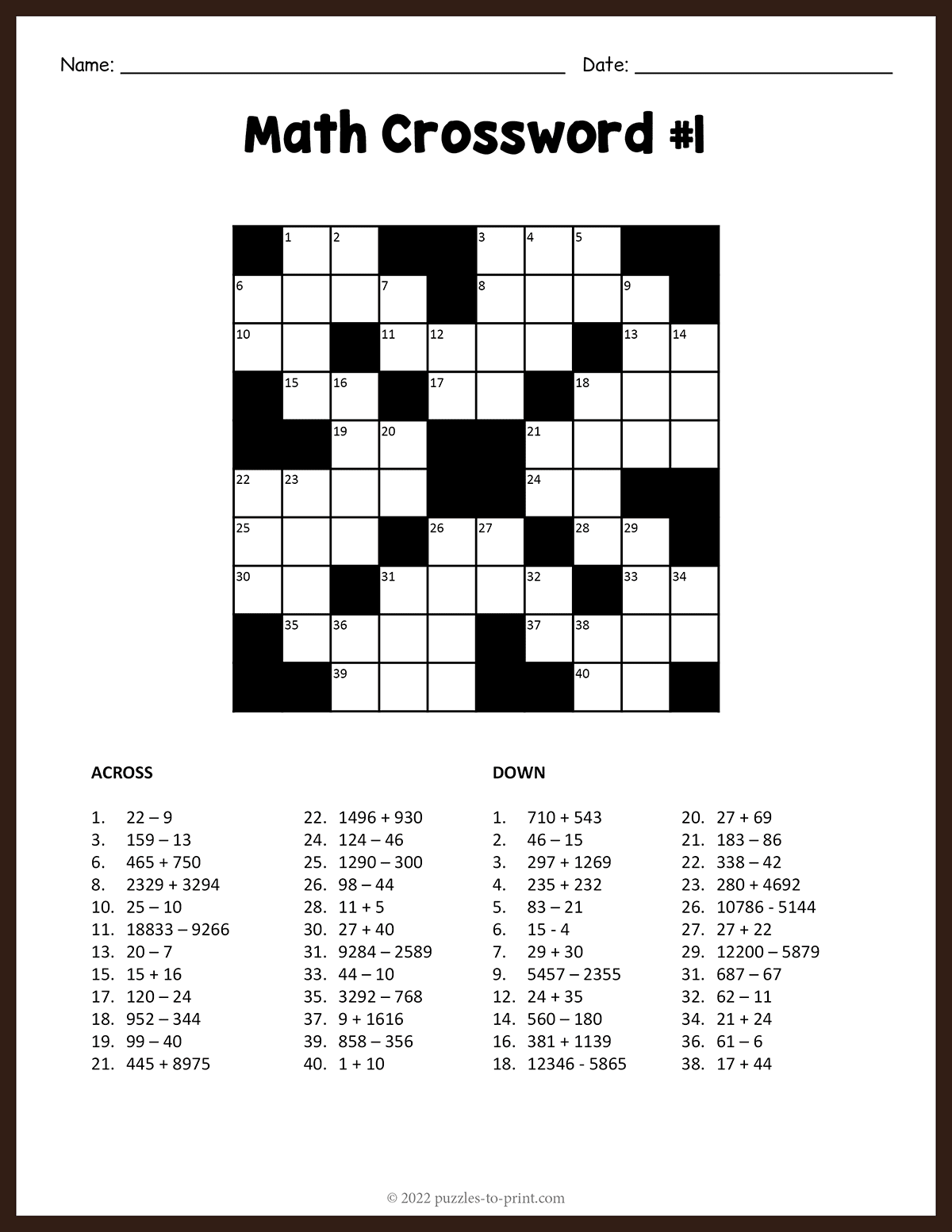 Free Printable Crossword Puzzles Every Square