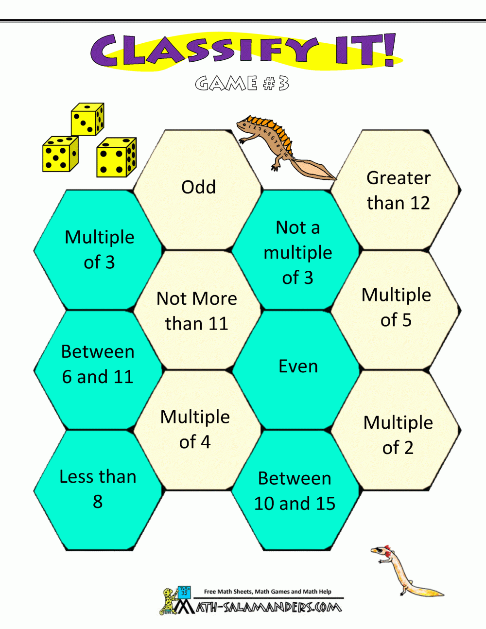 Fun Math Games Printable Worksheets