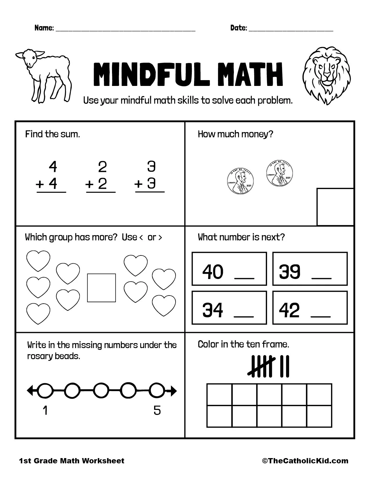 Free Printable Math Worksheets For 1st Graders