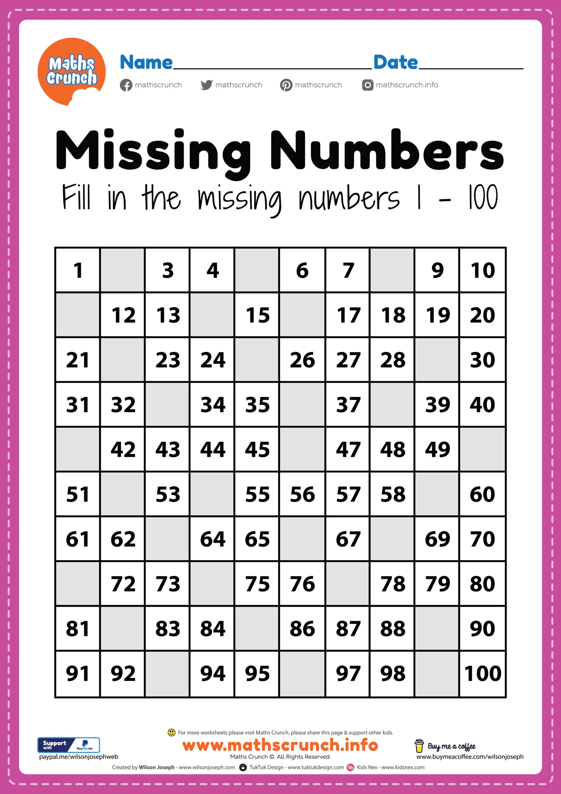 Free Printable Worksheets Maths