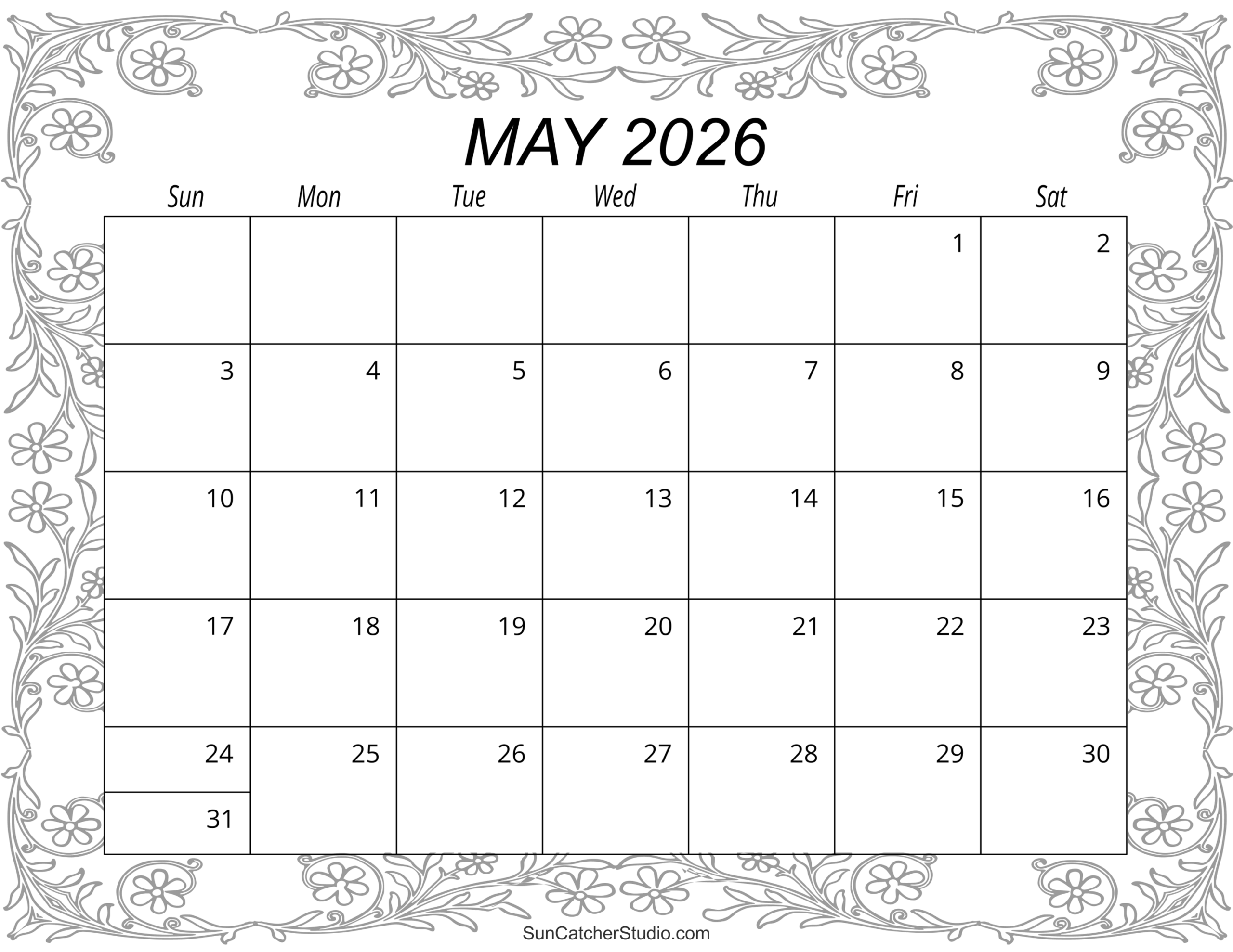 August 2026 May 2026 Calendar Printable