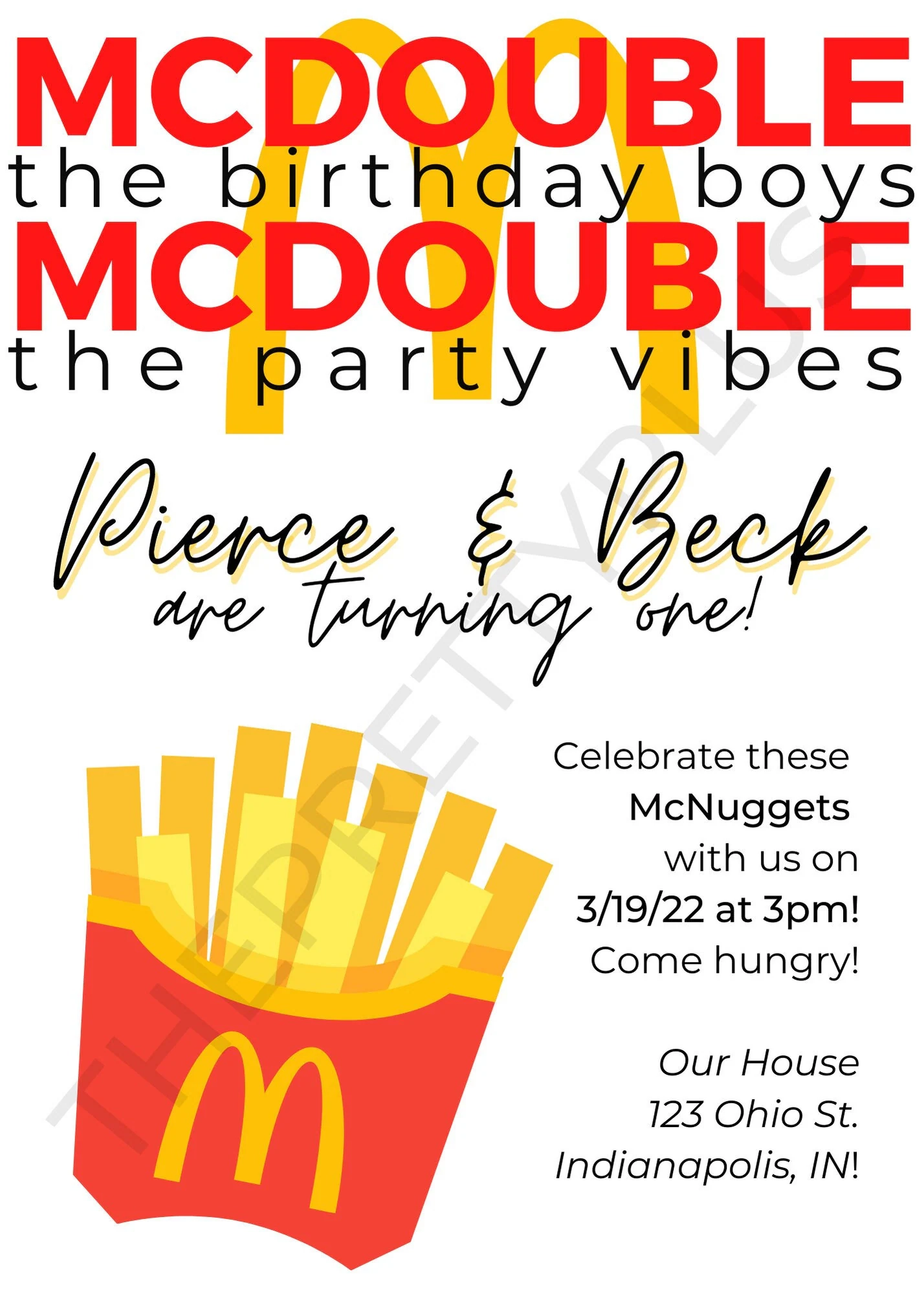 Printable Mcdonalds Party Invitation Template
