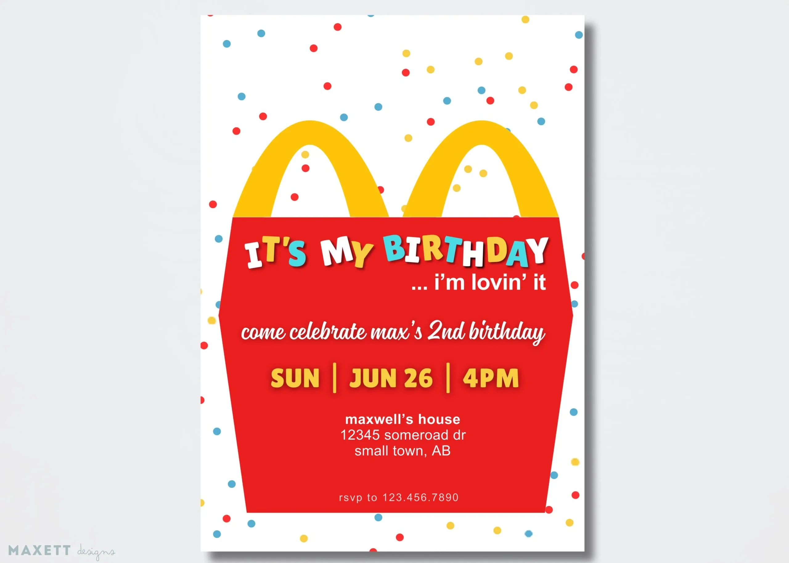 Mcdonald s Birthday Invitation Template DIGITAL Etsy Australia