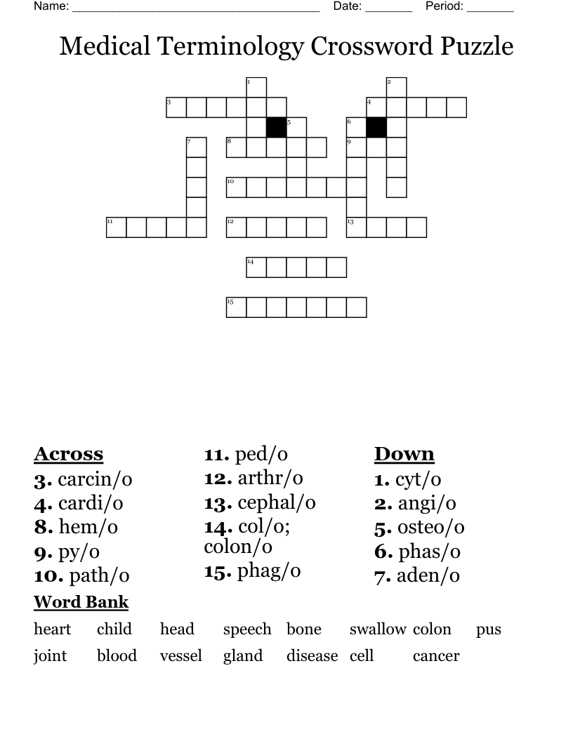 Free Medical Crossword Puzzles Printable