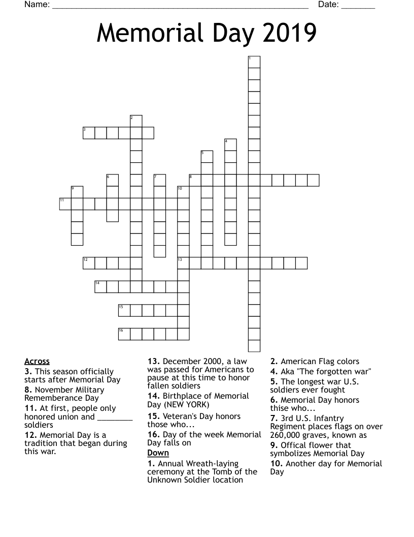 Free Printable Daily Crossword Puzzles 2019