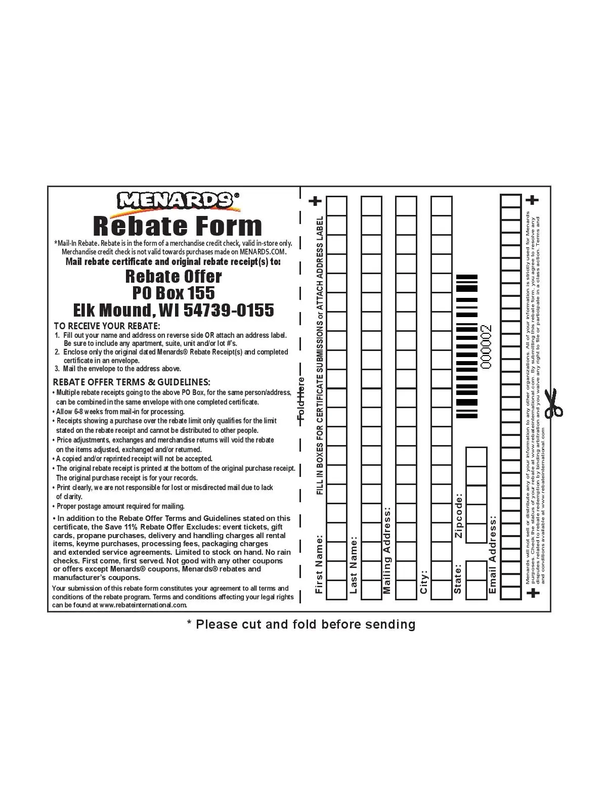 Menards 11% Rebate Forms Printable