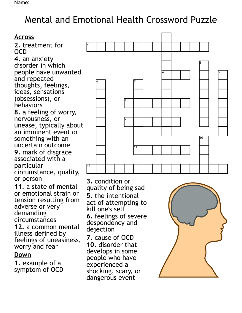 Health Crossword Puzzle Printable